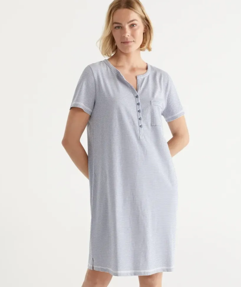 Australian Cotton Stripe Henley Nightie<Sussan Clearance