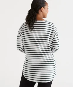 Australian Cotton Stripe Longline Tee<Sussan Best