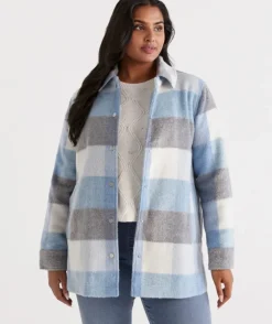 Blue Check Shacket<Sussan New
