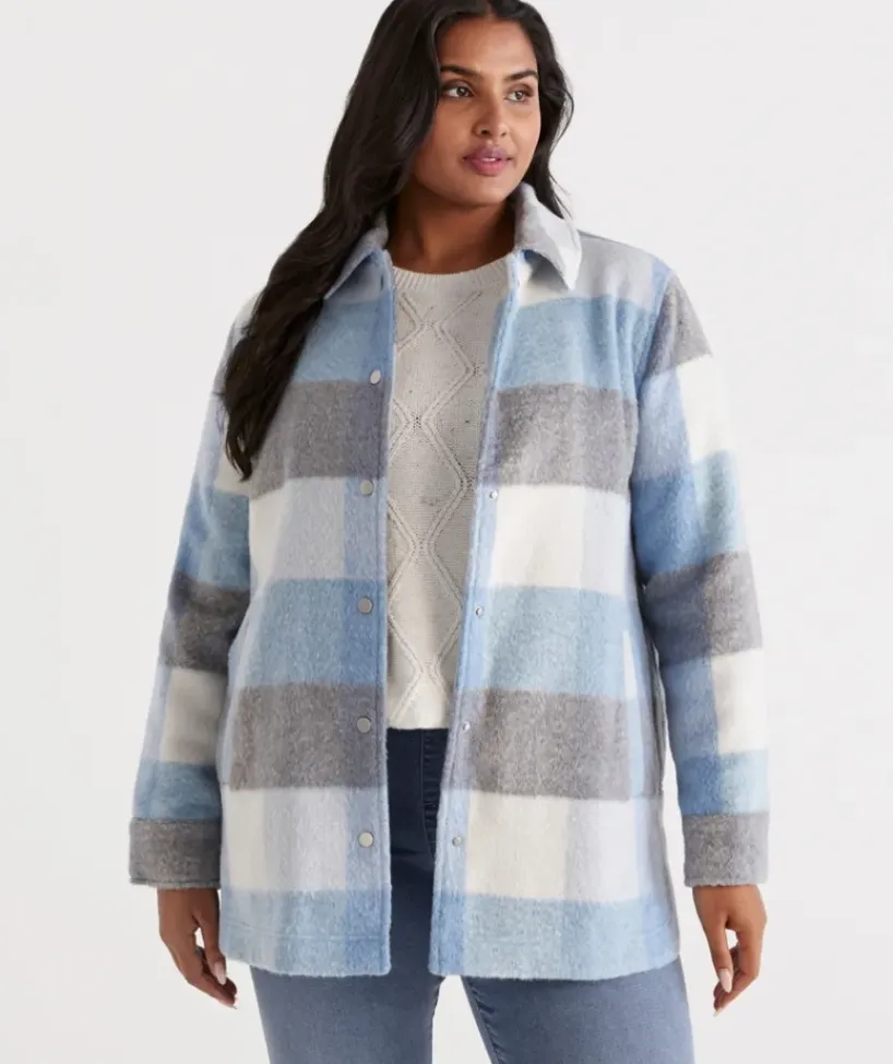 Blue Check Shacket<Sussan New