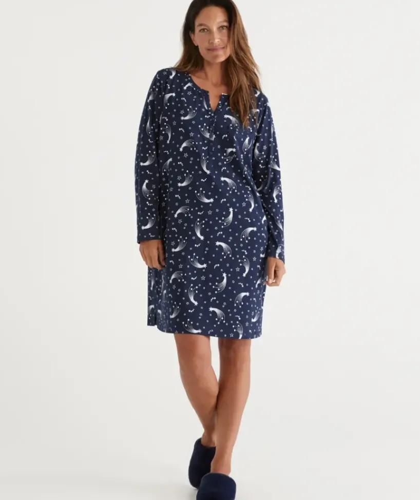 Celestial Print Australian Cotton Henley Nightie<Sussan Outlet