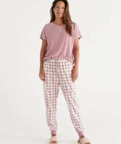 Check Print Australian Cotton Knit Pyjama Pant<Sussan Outlet