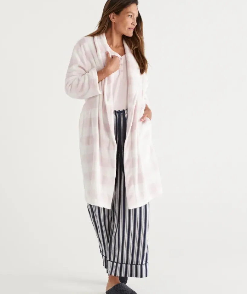 Check Print Soft Fleece Gown<Sussan Best