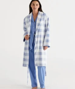 Check Print Soft Fleece Gown<Sussan Best