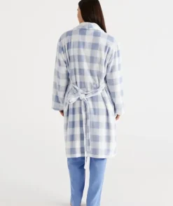 Check Print Soft Fleece Gown<Sussan Best