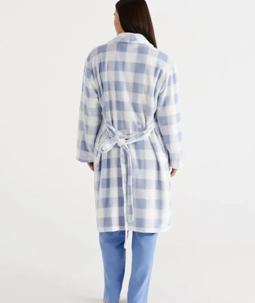 Check Print Soft Fleece Gown<Sussan Best