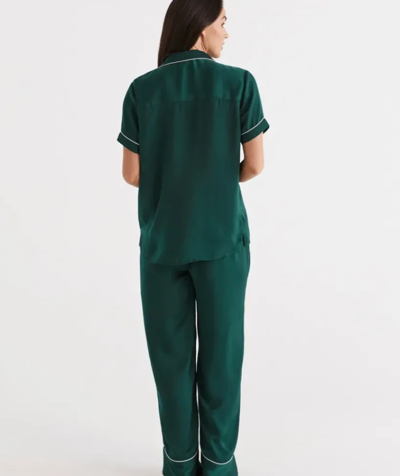 Contrast Longline Satin Pyjama Set<Sussan New