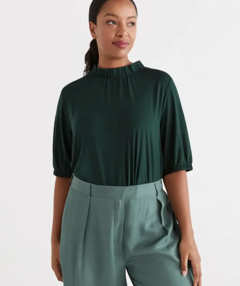 Cotton Gathered Neck Top<Sussan Sale