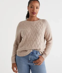 Cotton Nep Herringbone Jumper<Sussan Clearance