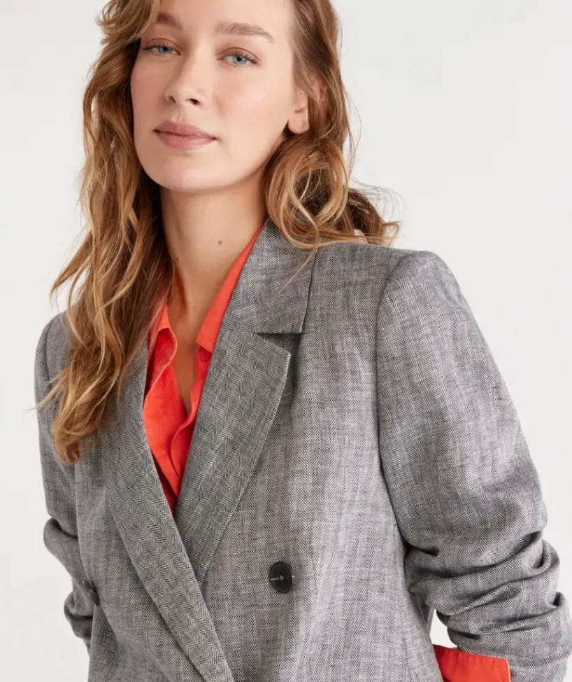 Double Breasted Herringbone Blazer<Sussan Sale