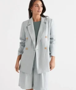 Double Breasted Linen Blazer<Sussan Clearance
