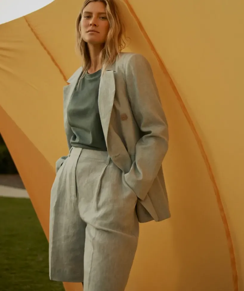 Double Breasted Linen Blazer<Sussan Clearance
