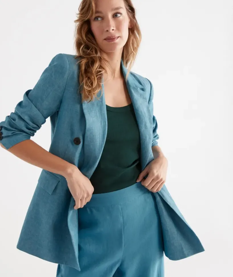 Double Breasted Linen Blazer<Sussan Outlet