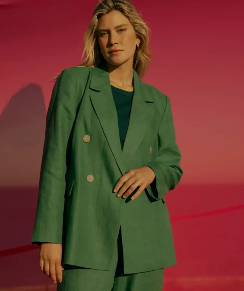 Double Breasted Linen Blazer<Sussan Clearance