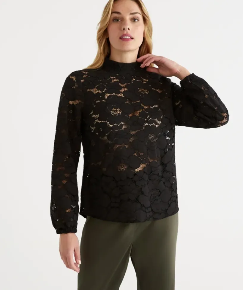 Lace Detail Long Sleeve Top<Sussan New