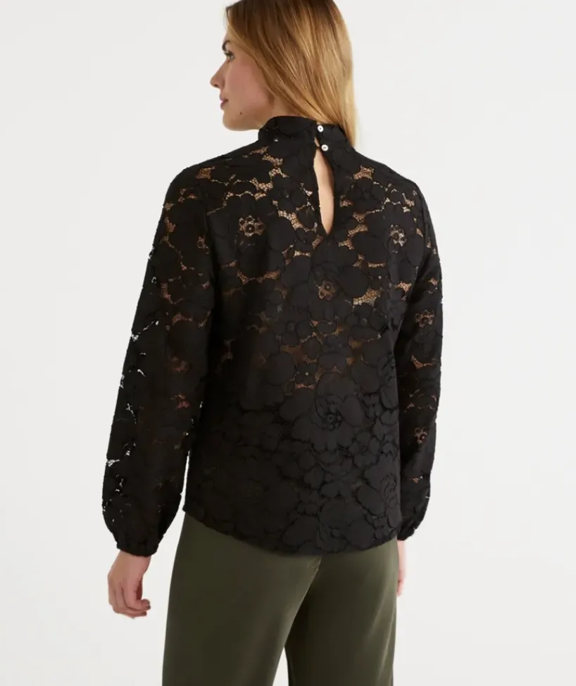 Lace Detail Long Sleeve Top<Sussan New