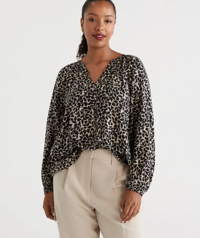 Leaf Half Placket Blouse<Sussan Best