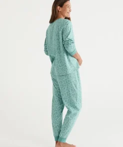 Leaf Print Australian Cotton Pyjama Set<Sussan Clearance