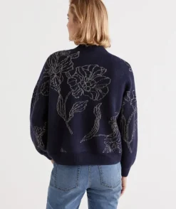 Linear Floral Metallic Pullover<Sussan Outlet