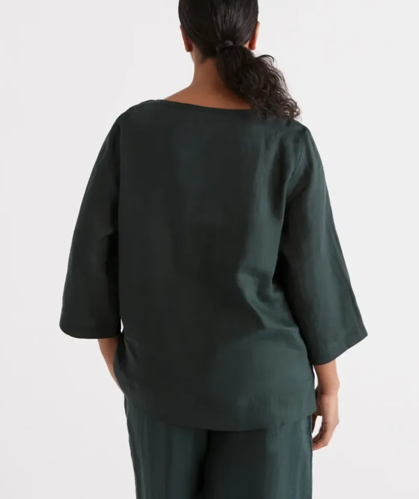 Linen ¾ Woven Lounge Top<Sussan Outlet