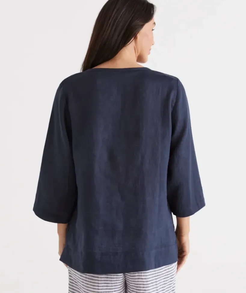 Linen ¾ Woven Lounge Top<Sussan Outlet