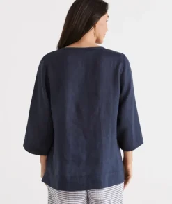 Linen ¾ Woven Lounge Top<Sussan Hot