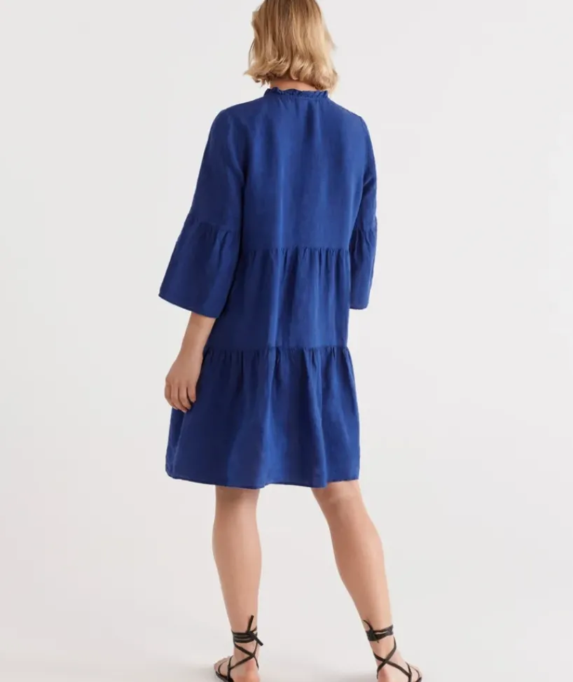 Linen Fluted Sleeve Dress<Sussan Discount