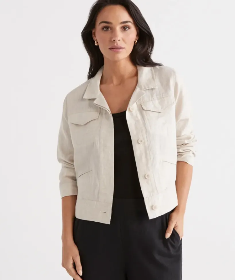 Linen Pocket Detail Shacket<Sussan Outlet