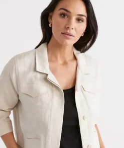 Linen Pocket Detail Shacket<Sussan Outlet