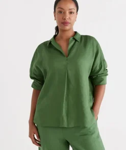 Linen Tab Sleeve Popover Shirt<Sussan Discount