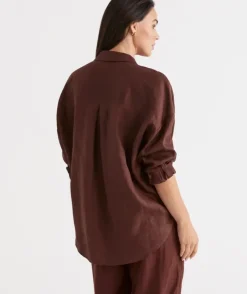 Linen Tab Sleeve Popover Shirt<Sussan Online