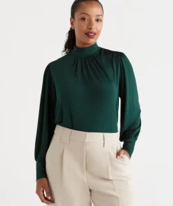 Mock Neck Blouson Sleeve Top<Sussan