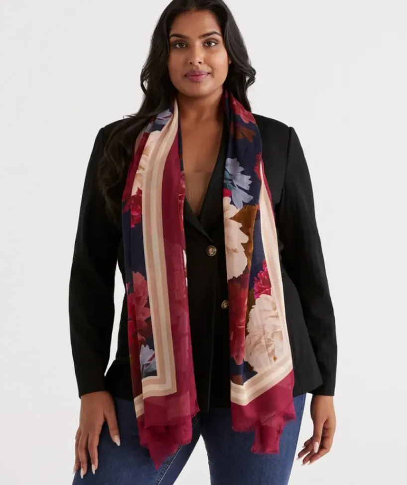 Modern Rose Border Scarf<Sussan Clearance