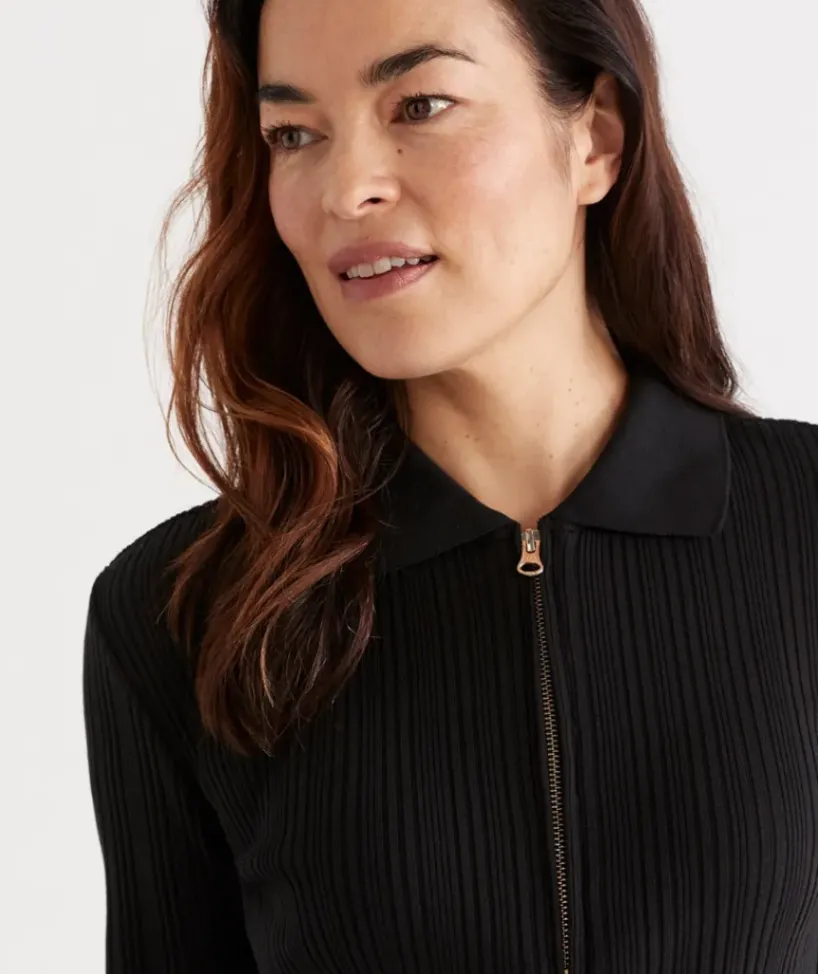 Rib Zip Top<Sussan