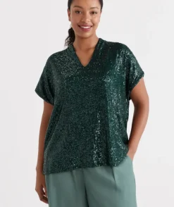 Sequin V Neck Top<Sussan Outlet