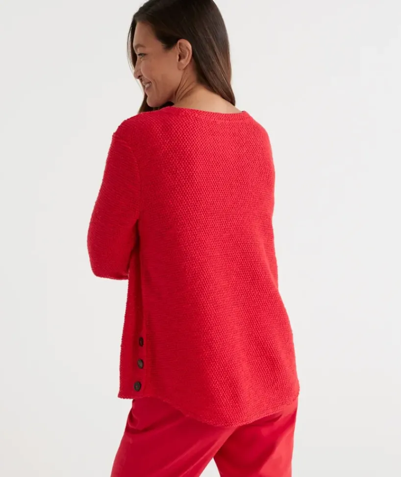 Side Button Textured Top<Sussan Hot