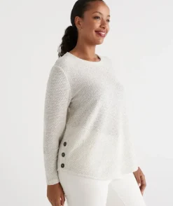 Side Button Textured Top<Sussan Best