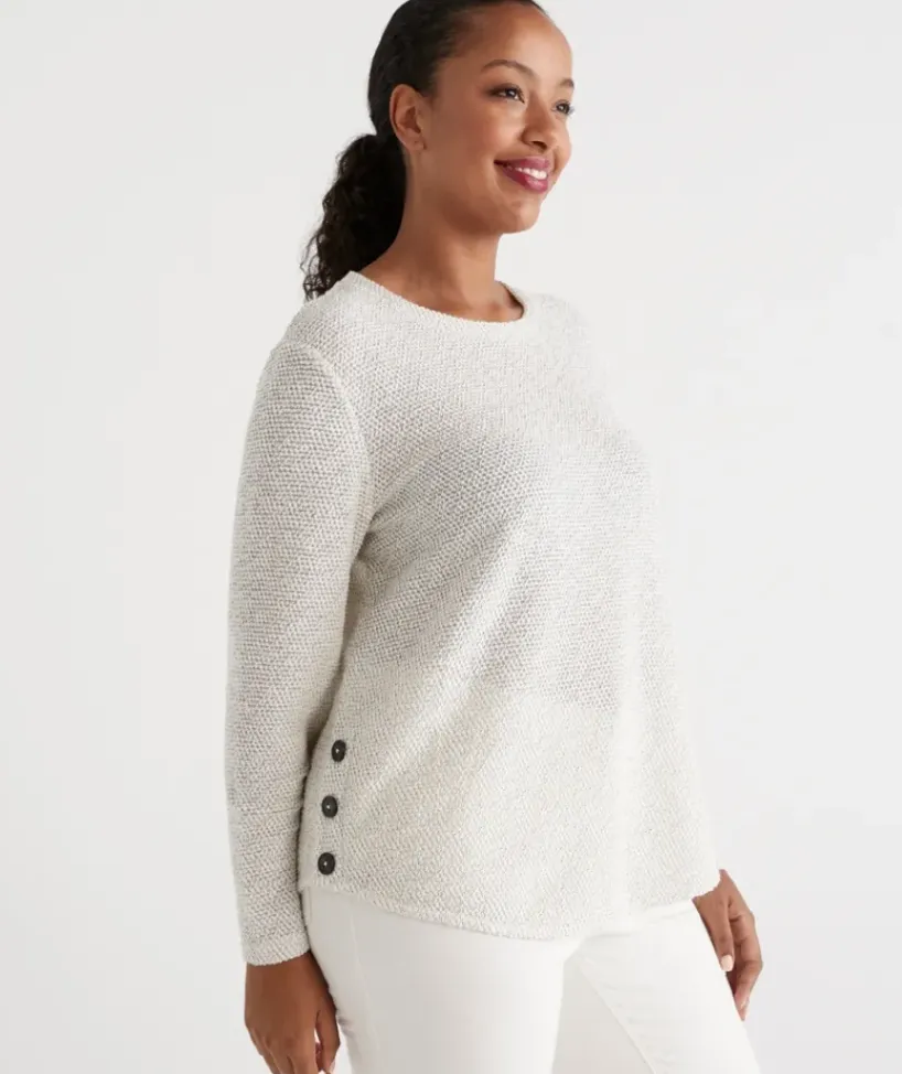 Side Button Textured Top<Sussan Best