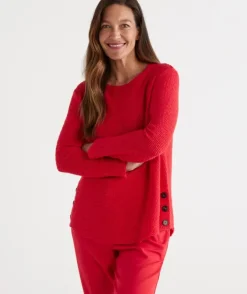 Side Button Textured Top<Sussan Best