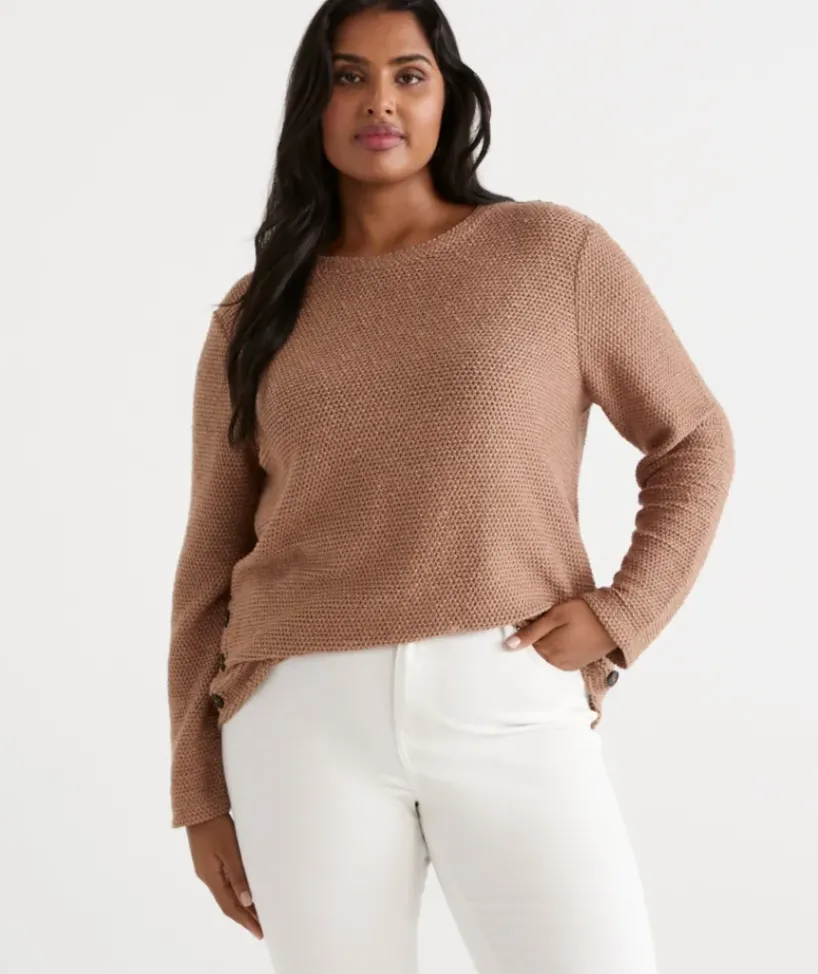 Side Button Textured Top<Sussan Best
