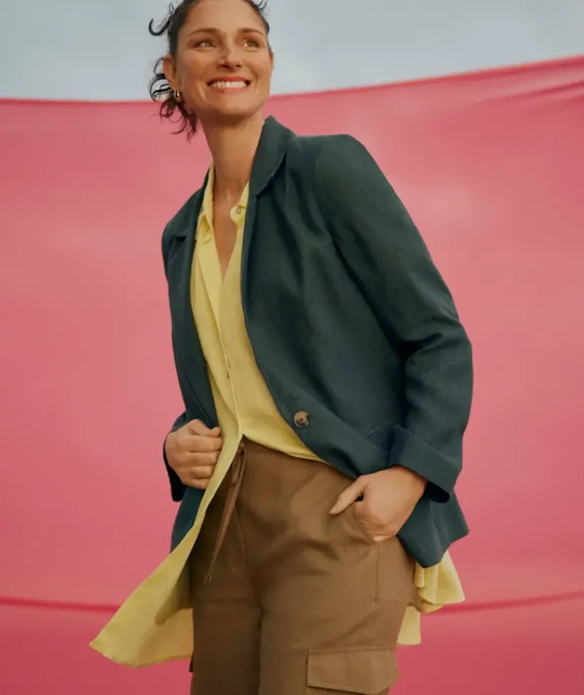 Single Breasted Linen Blazer<Sussan Online