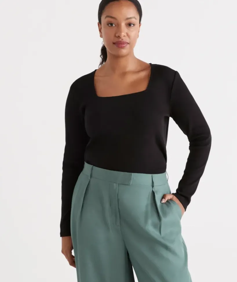 Square Neck Long Sleeve Top<Sussan New