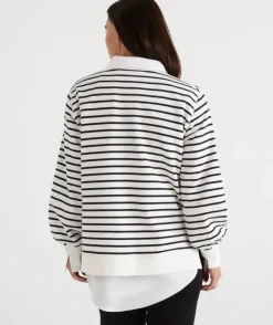 Stripe Blouson Sleeve Sweat<Sussan