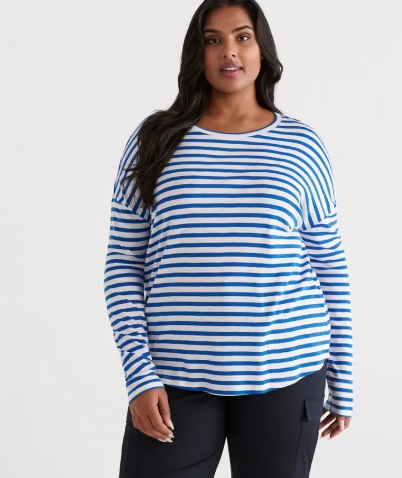 Stripe Crew Drop Shoulder Top<Sussan Outlet