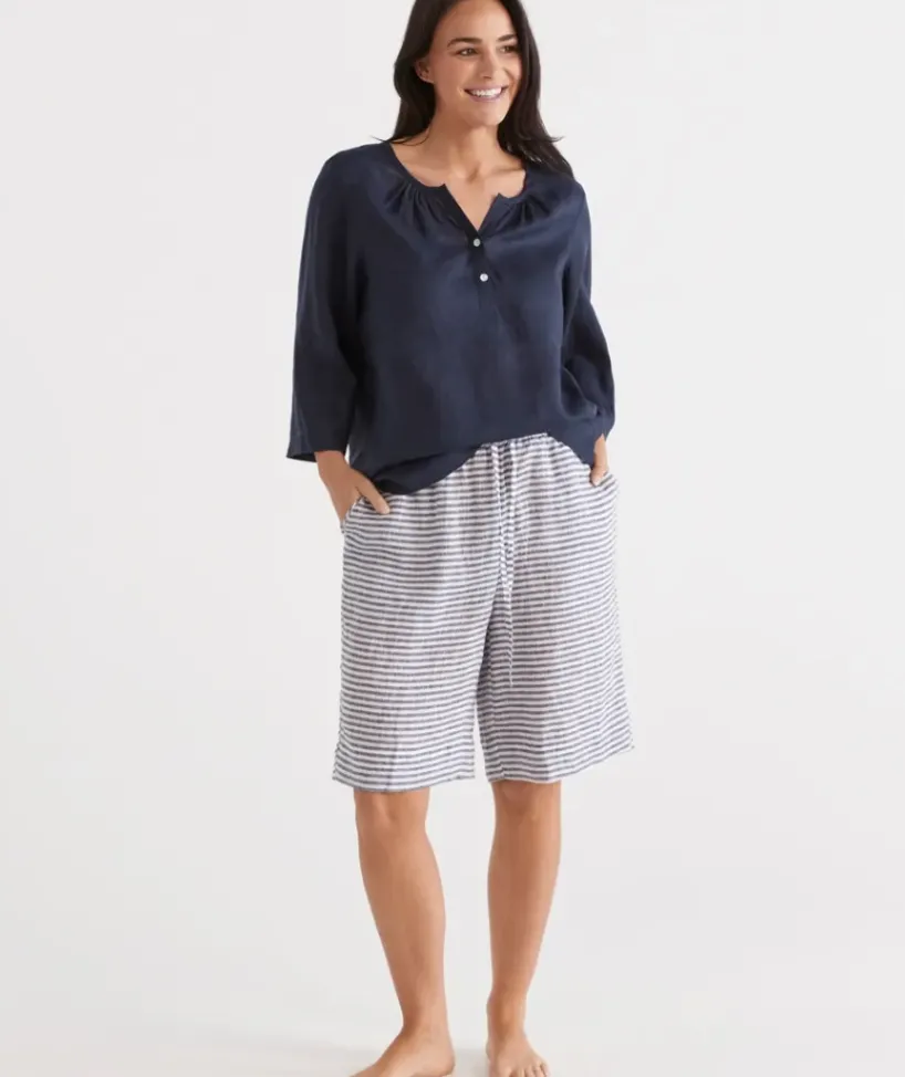 Stripe Linen Bermuda Lounge Short<Sussan Discount