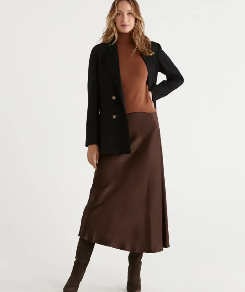 Winter Satin Slip Skirt<Sussan Best