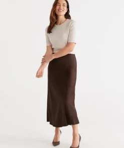Winter Satin Slip Skirt<Sussan Best