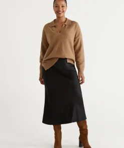 Winter Satin Slip Skirt<Sussan Best