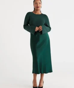 Winter Satin Slip Skirt<Sussan