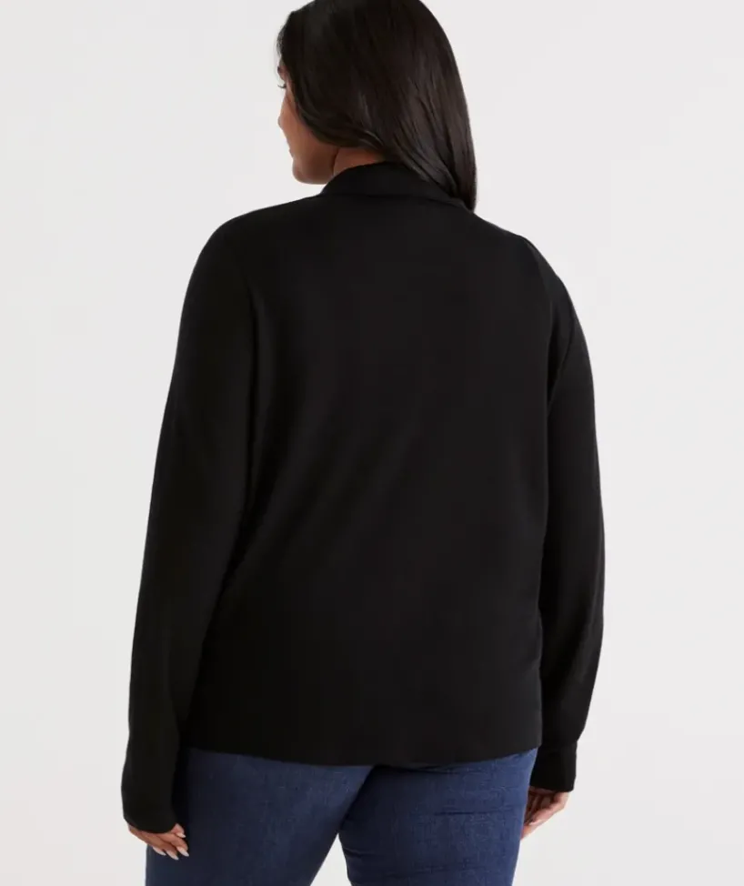 Wool Blend Button Long Sleeve Top<Sussan Discount